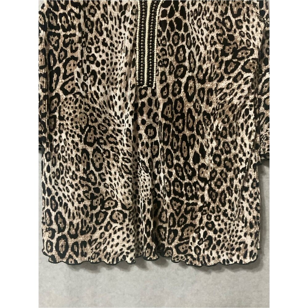 Princess Cruises Leopard Print V-Neck Bell Sleeve Women's Top - Tan/Black Sz S - Picture 8 of 11